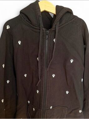 Stussy Men Black Skull Zip Hoodie Jacket